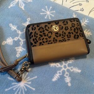 Leopard Print and Tan Women's wristlet / wallet